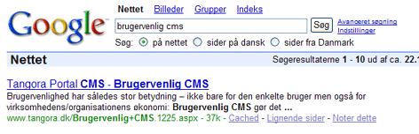 Tangora Portal CMS er brugervenlig CMS - også i søgemaskiner